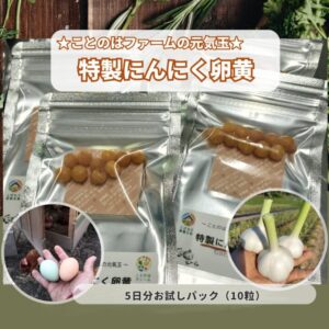 無農薬＆平飼いたまご：特製にんにく卵黄 5日分お試しパック（10粒）送料無料